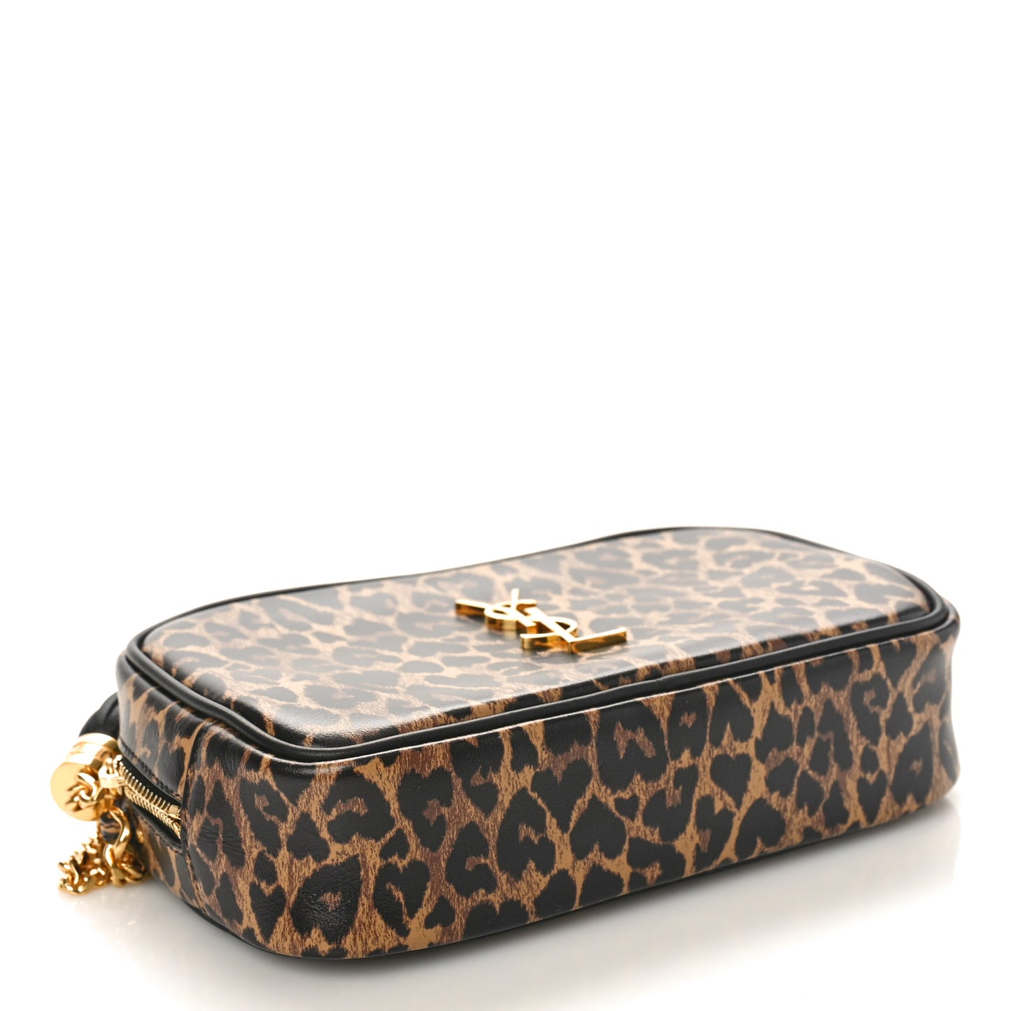 Calfskin Heart Leopard Print Monogram Mini Lou Camera Bag Toffee