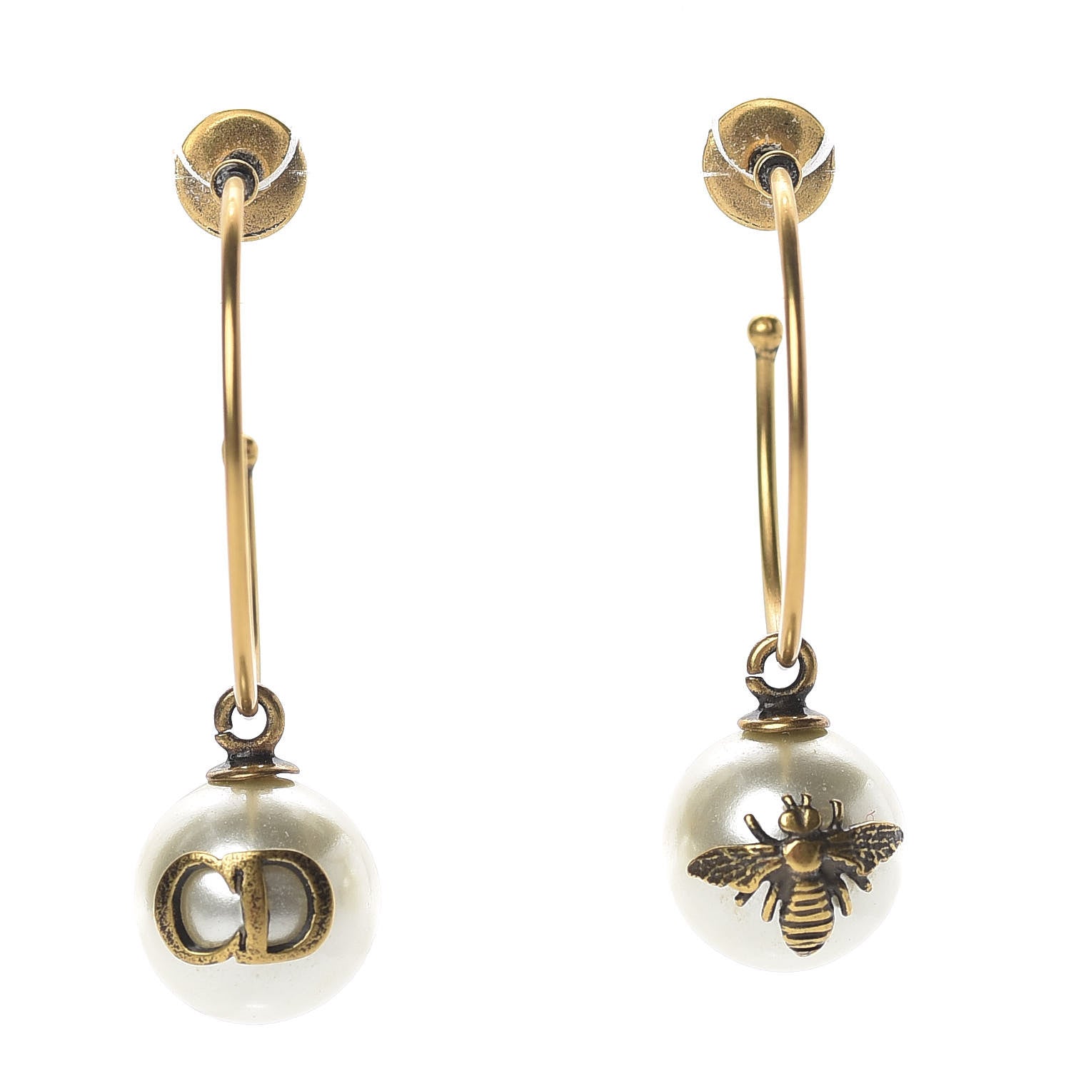 Christian Dior Pearl Bee Star Tribales Hoop Earrings 1 of 3