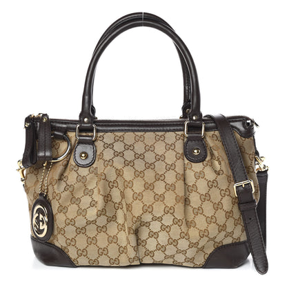 Gucci Monogram Medium Sukey Top Handle Dark Brown 1 of 11