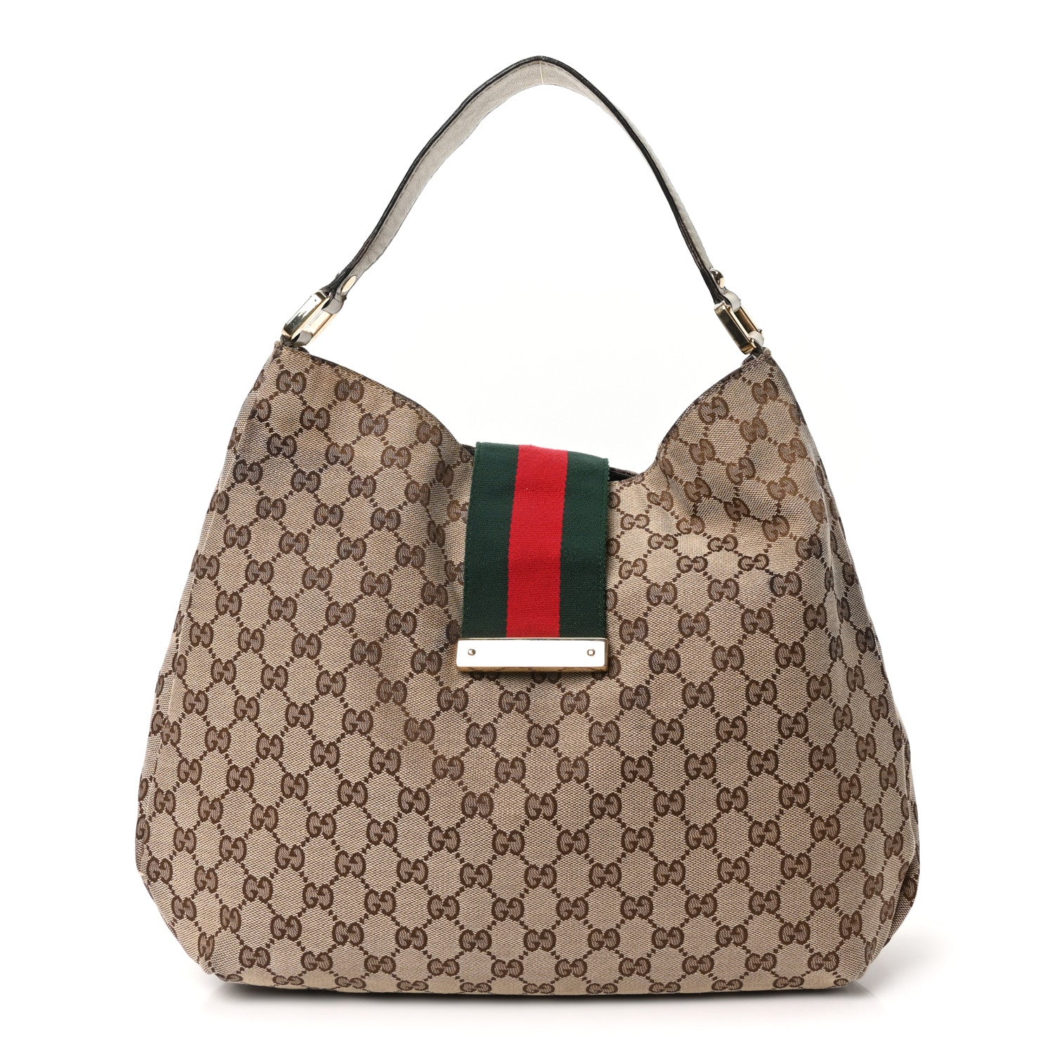 Gucci Monogram Large New Ladies Web Hobo Off White 1 of 10