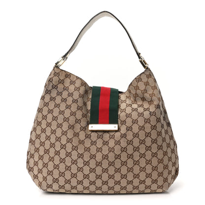 Gucci Monogram Large New Ladies Web Hobo Off White 1 of 10