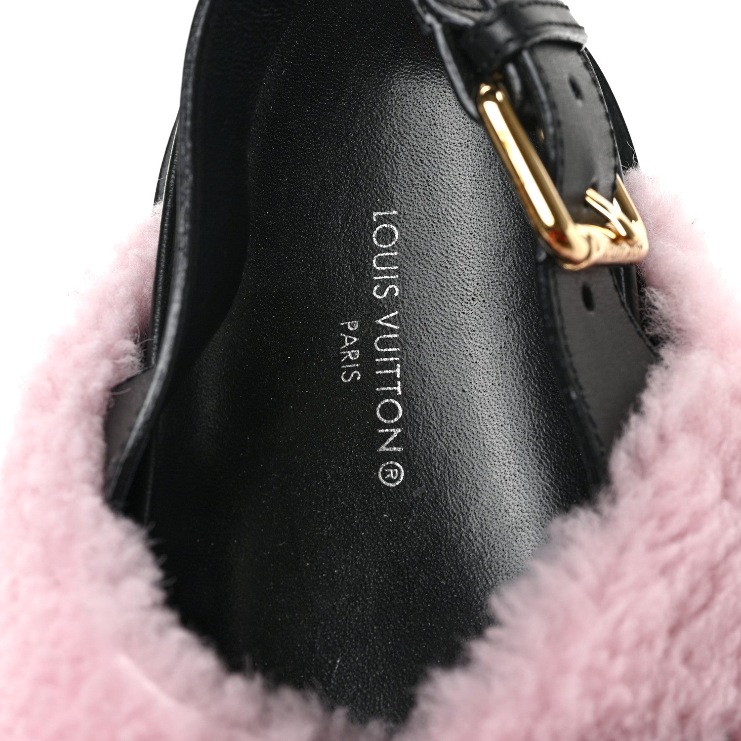 Louis Vuitton Shearling Calfskin Paseo Flat Comfort Sandal 37 Pink 7 of 8