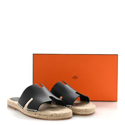 Hermes Calfskin Mens Antigua Espadrille Sandals 43 Black 10 of 10