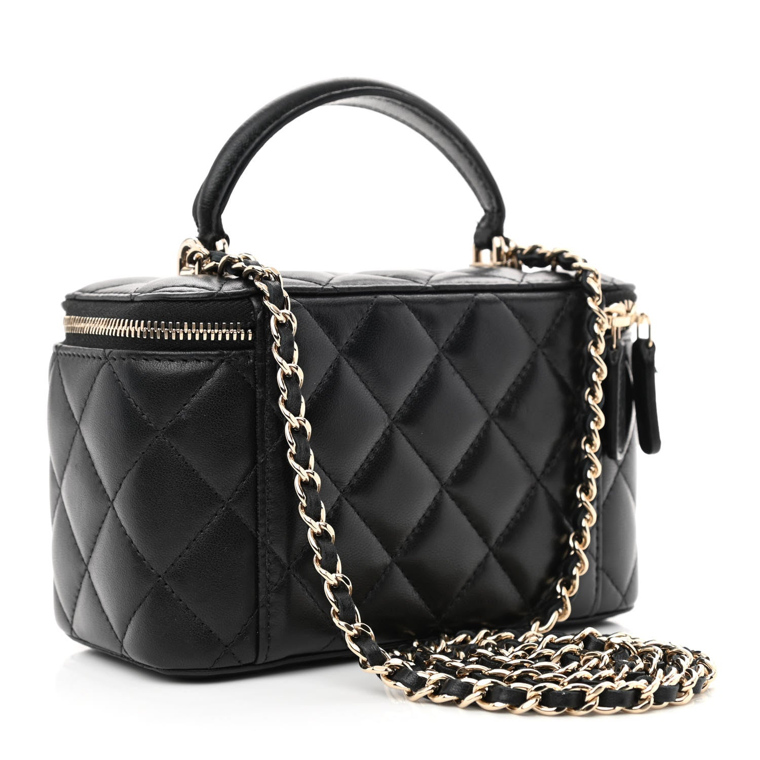 Chanel Lambskin Quilted Small Top Handle Vanity Case With Chain Black 3 of 12