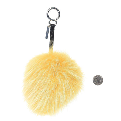 Fendi Fox Fur Shearling Crystal Eye Tria Monster Bag Bug Charm Yellow 2 of 3