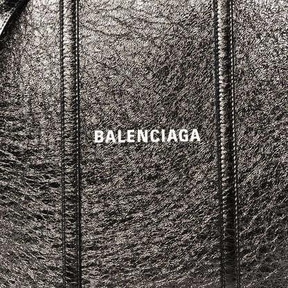 Balenciaga Metallic Textured Calfskin Logo Everyday Tote Black 8 of 10