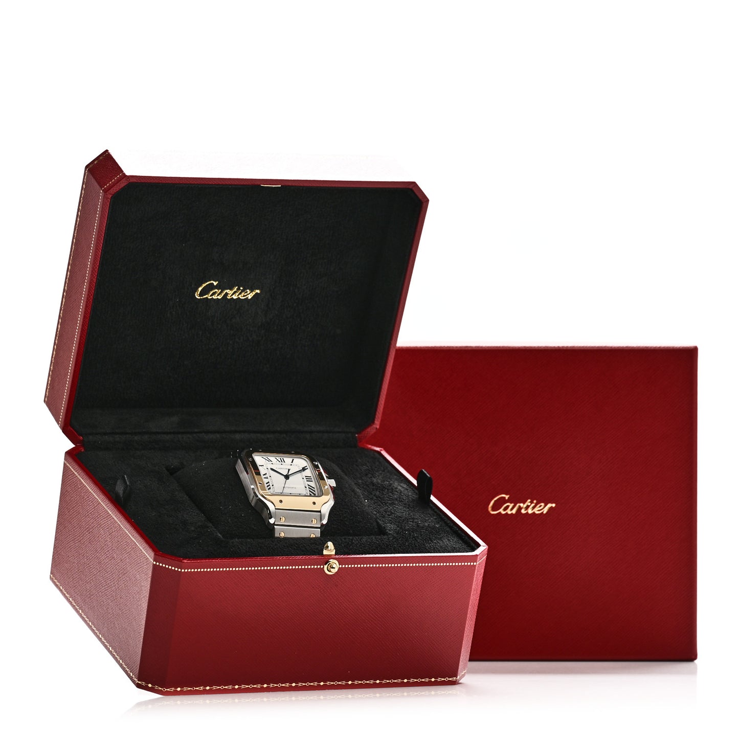 Stainless Steel 18K Yellow Gold 39.8mm Santos De Cartier Automatic Watch