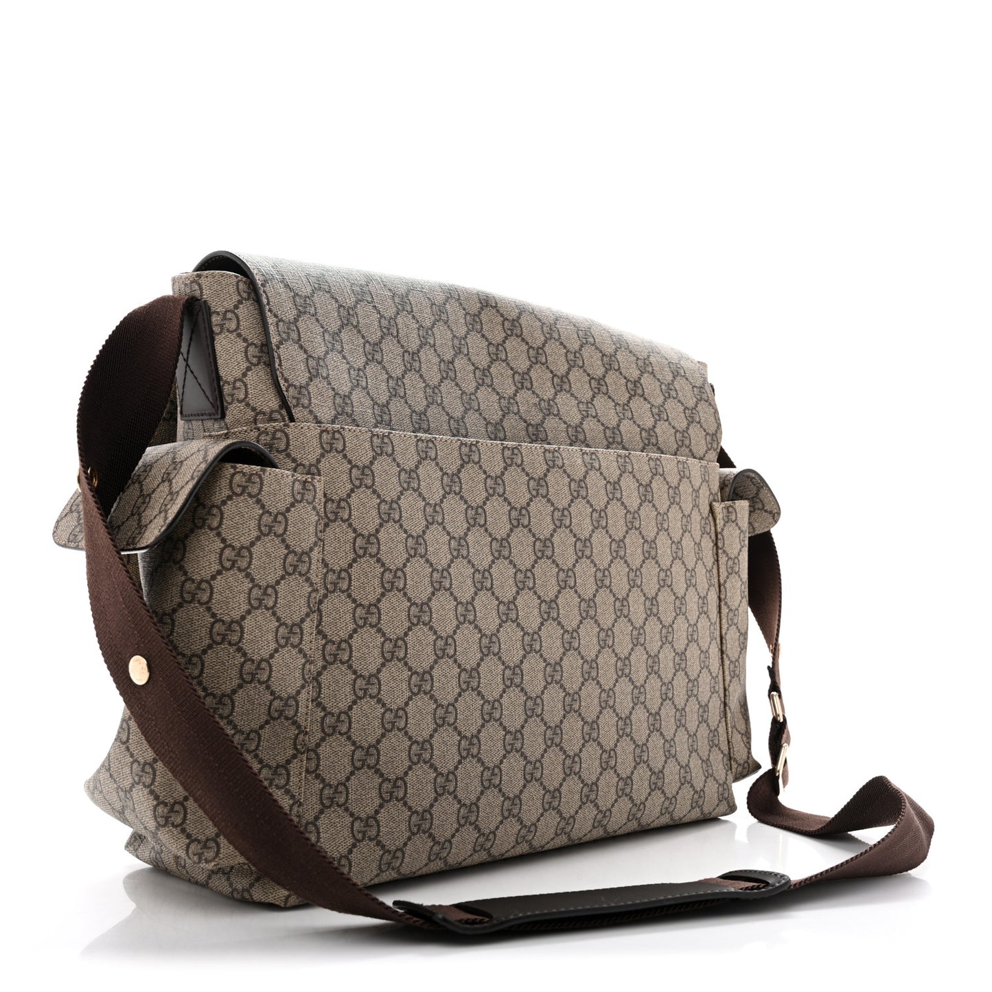 GG Plus Monogram Messenger Diaper Bag Dark Brown