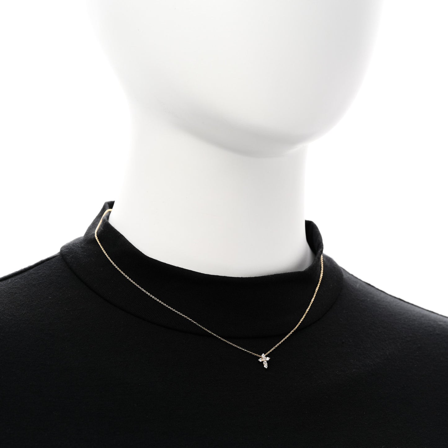 18K Yellow Gold Diamond Tiny Treasures Mini Cross Pendant Necklace