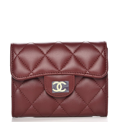Chanel Lambskin Quilted Card Holder Dark Red 1 of 9