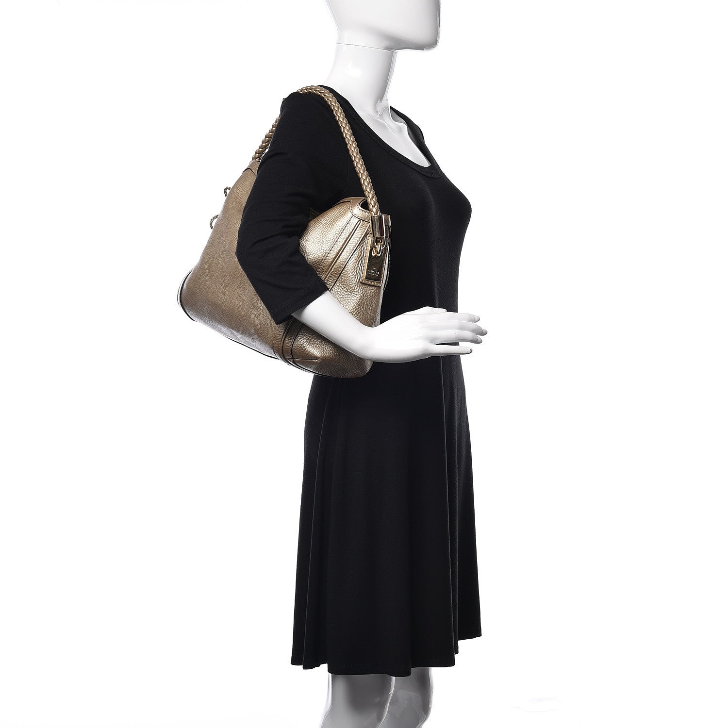 Gucci Metallic Pebbled Calfskin Medium Bella Hobo Gold 2 of 11