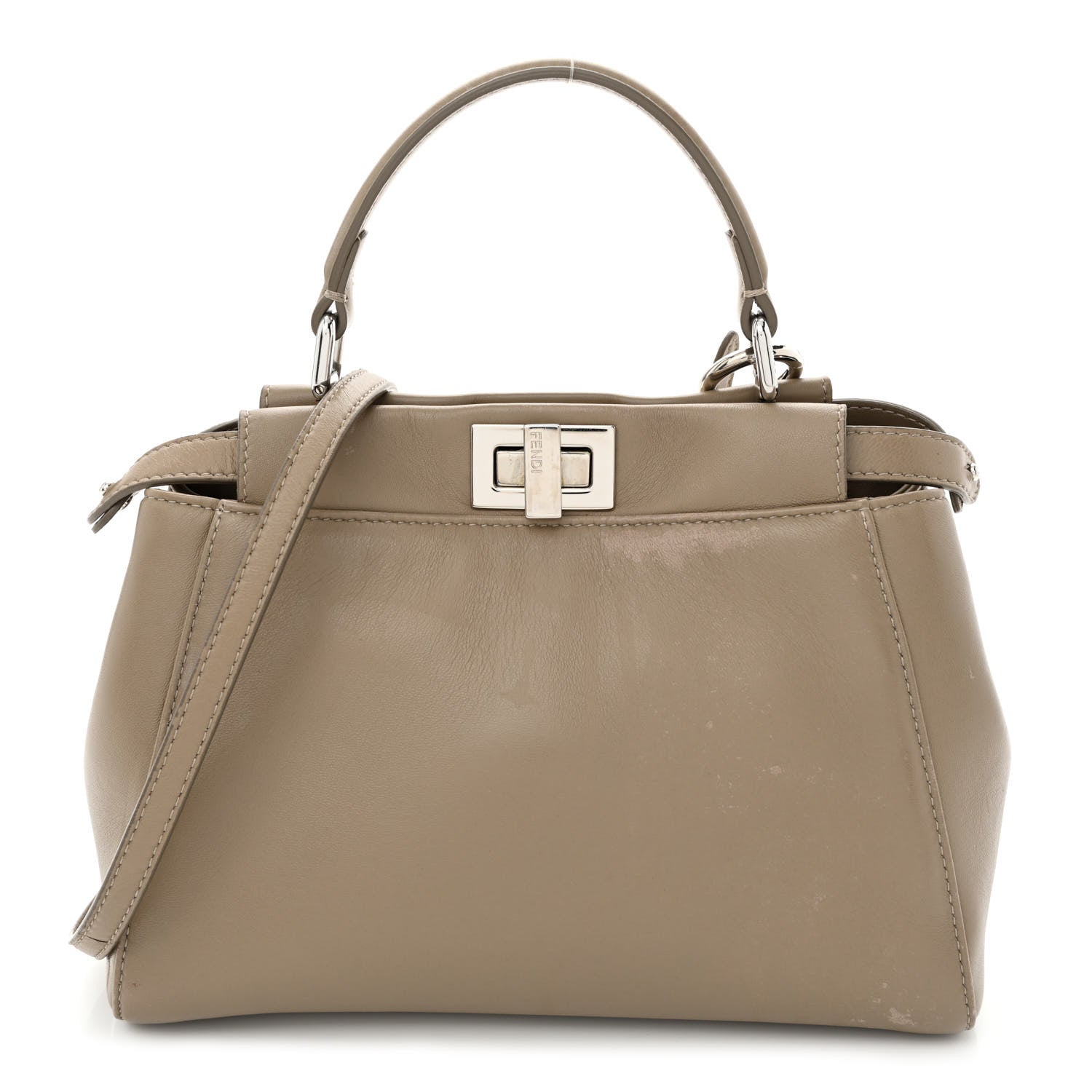 Fendi Nappa Mini Peekaboo Iconic Satchel Tortora 1 of 18