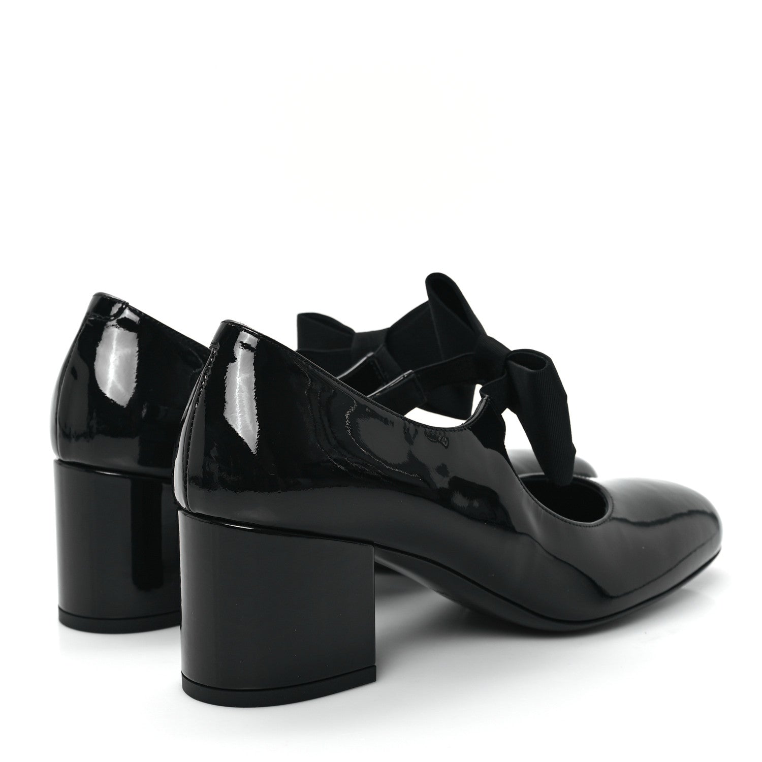 Chanel Patent Calfskin Grosgrain CC Mary Jane Pumps 38.5 Black 5 of 10