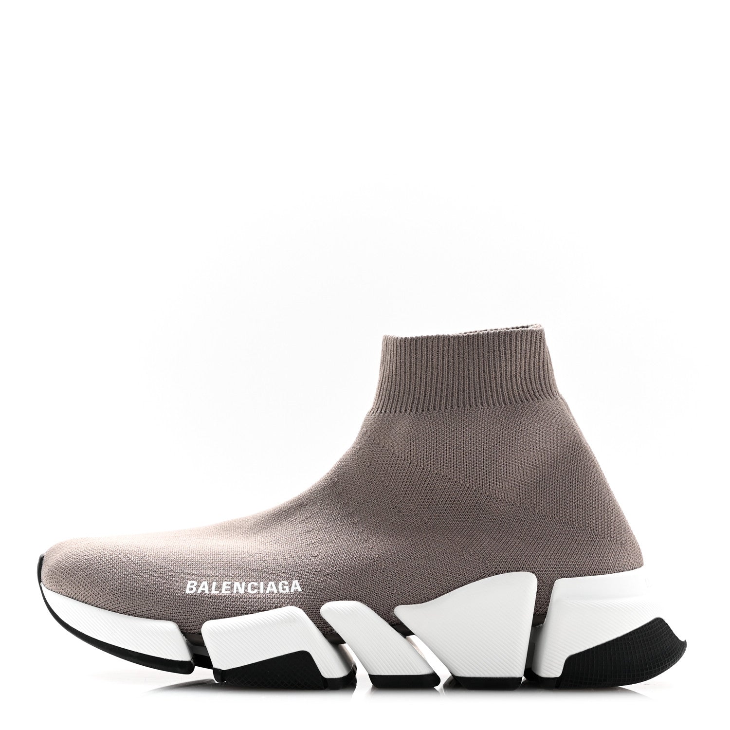 Balenciaga Technical 3D Recycled Knit Bi-Color Sole Womens Speed 2.0 Sneakers 37 Dark Beige White Black 1 of 7