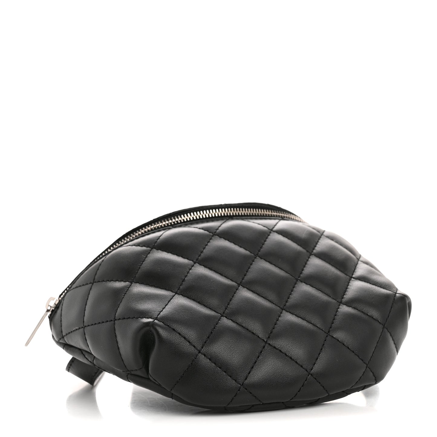 Calfskin Quilted Uniform Waist Belt Bag Black