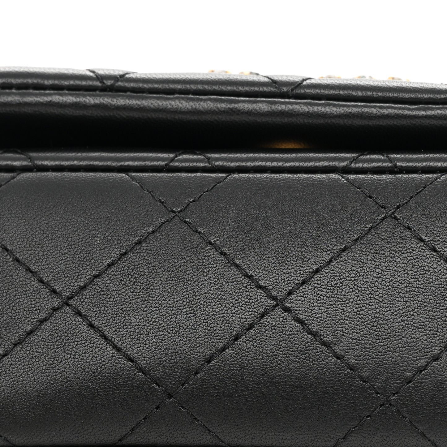 Lambskin Quilted Crystal CC Mini Flap Black