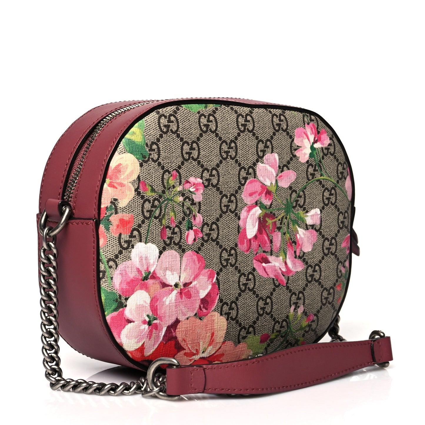 GG Supreme Monogram Blooms Mini Chain Shoulder Bag Beige Multicolor Dry Rose