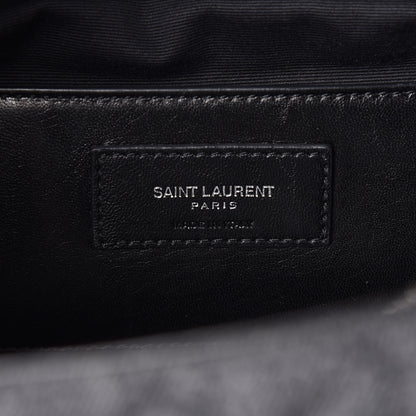 Saint Laurent Denim Mixed Matelasse Triquilt Large Monogram Envelope Satchel Black 7 of 11