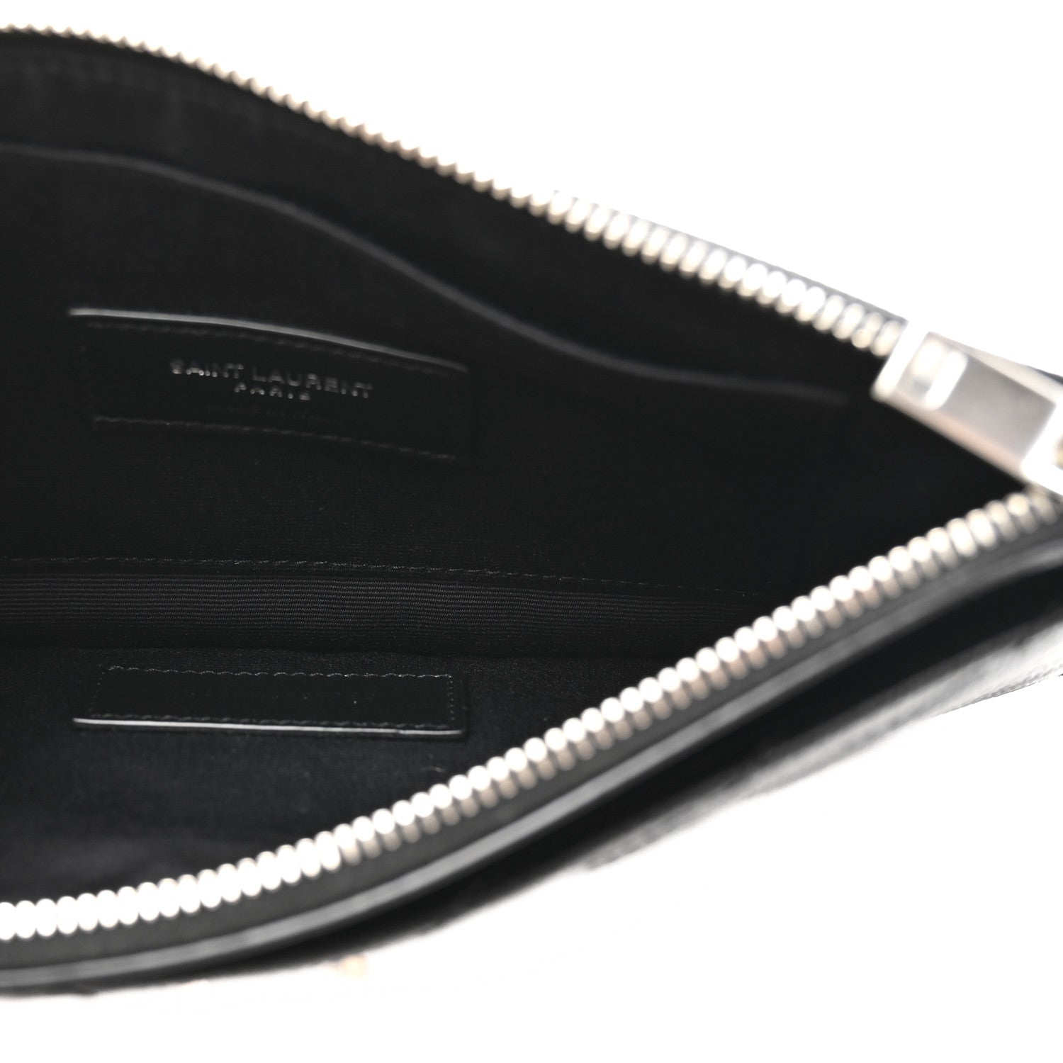Saint Laurent Grain De Poudre Chevron Monogram Large Bill Pouch Black 5 of 7