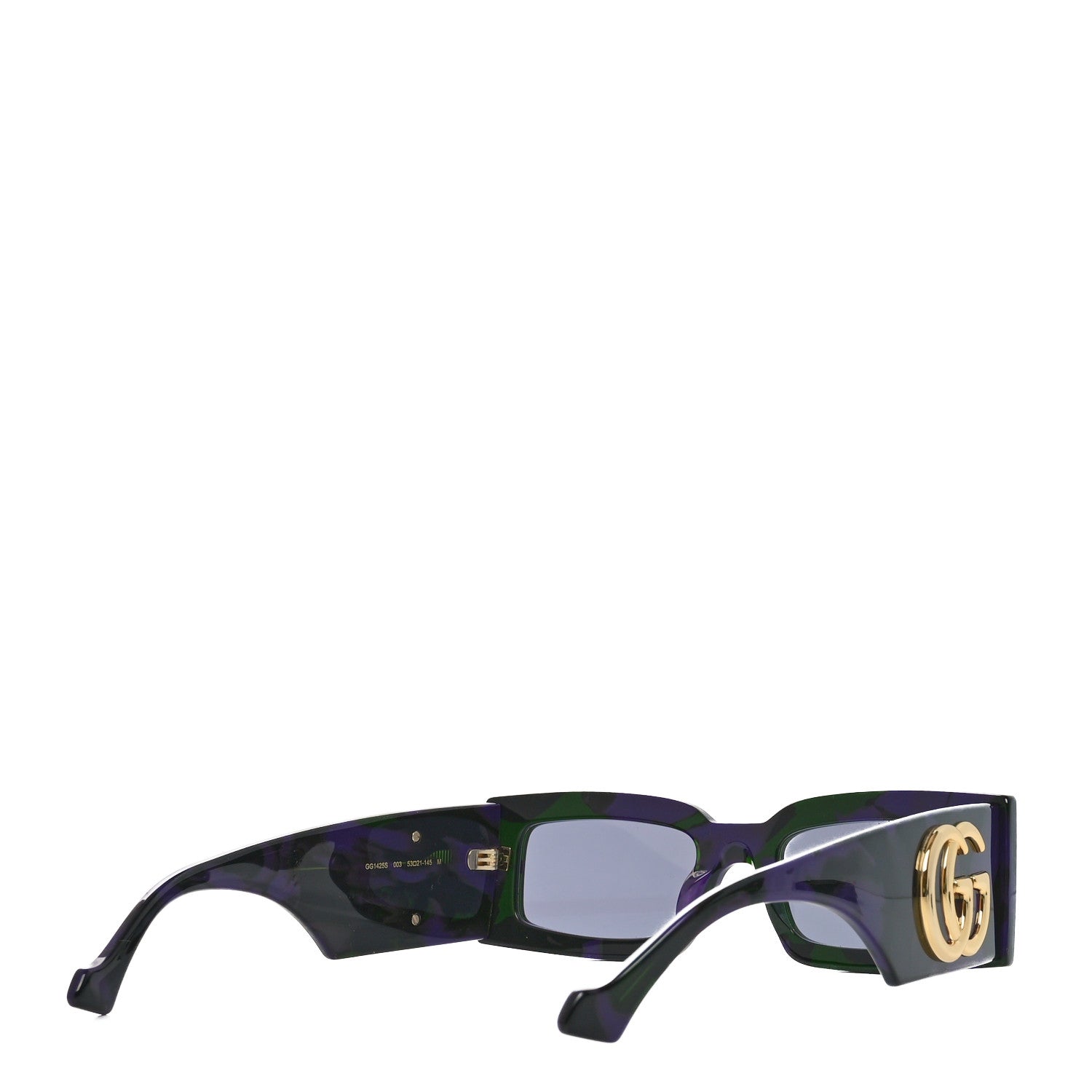 Gucci Acetate Rectangular Sunglasses GG1425S Havana Purple Green 4 of 8