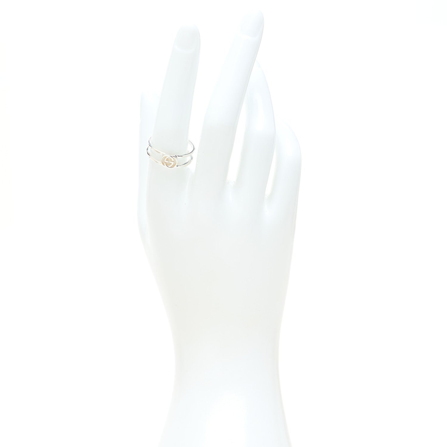Gucci Sterling Silver 6mm Interlocking G Open Band Ring 56 7.75 2 of 4