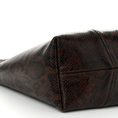 Chloe Goatskin Snakeskin Embossed Spin Tote Sooty Brown 9 of 10