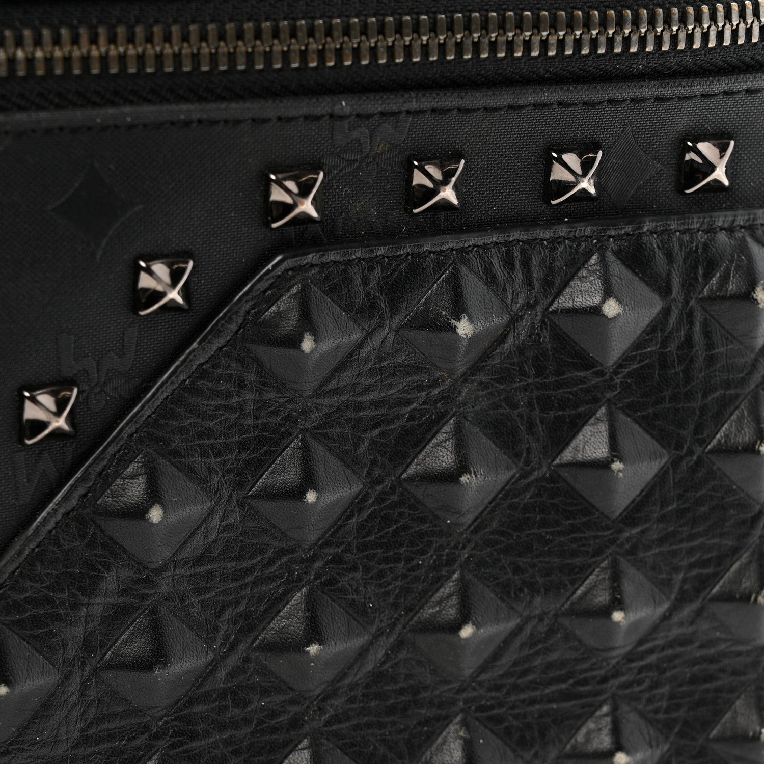 MCM Nylon Monogram Studded Stark Medium Backpack Black 12 of 16