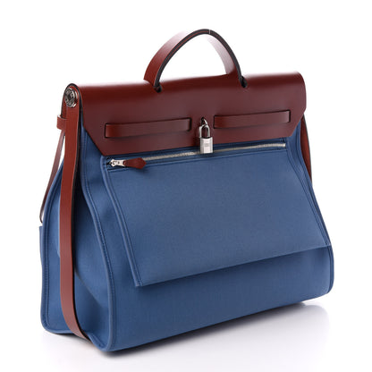 Hermes Toile Vache Hunter Herbag Zip 39 MM Bleu Orage Rouge H 3 of 16