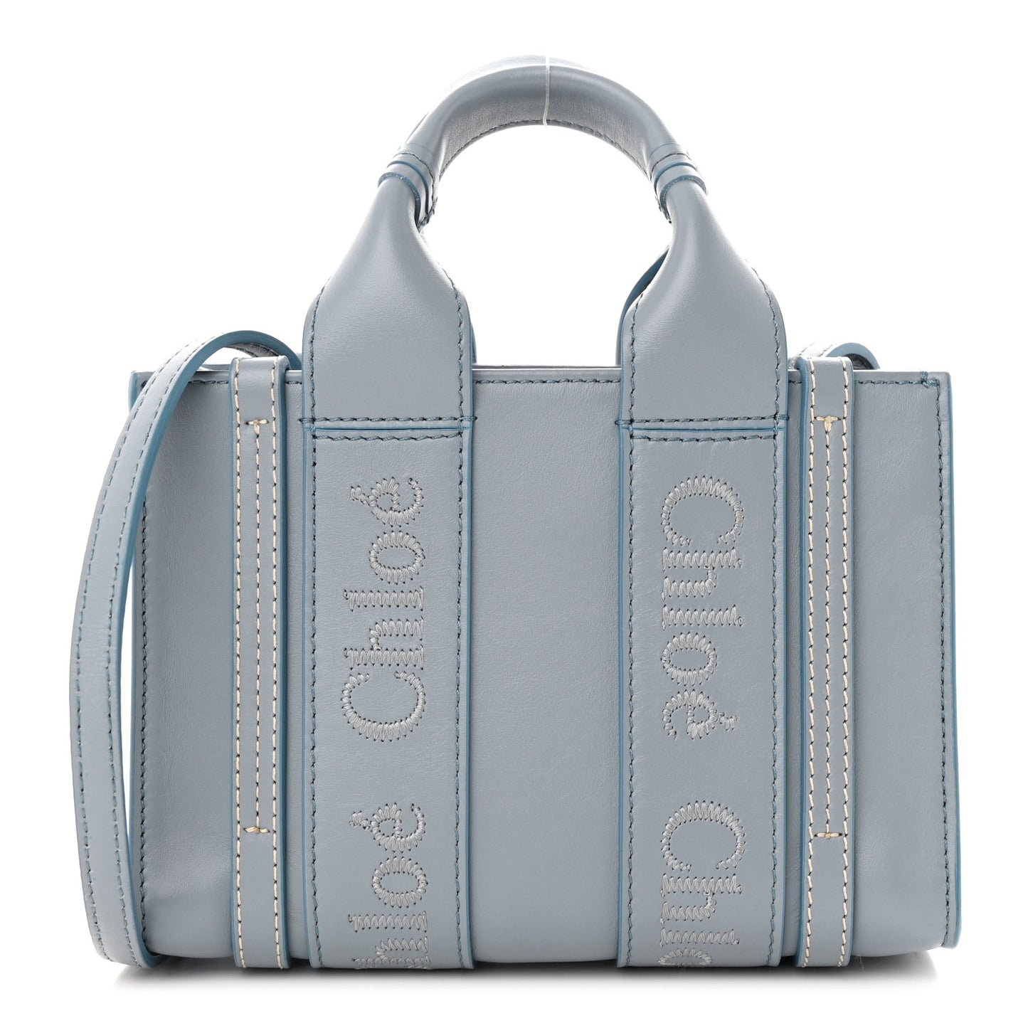 Calfskin Mini Woody Ribbon Tote Storm Blue