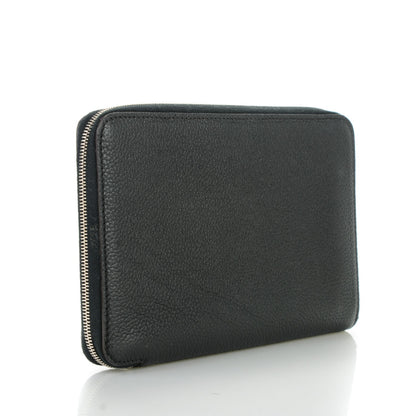 Celine Drummed Calfskin Premium Zip Around Wallet Black 3 of 8