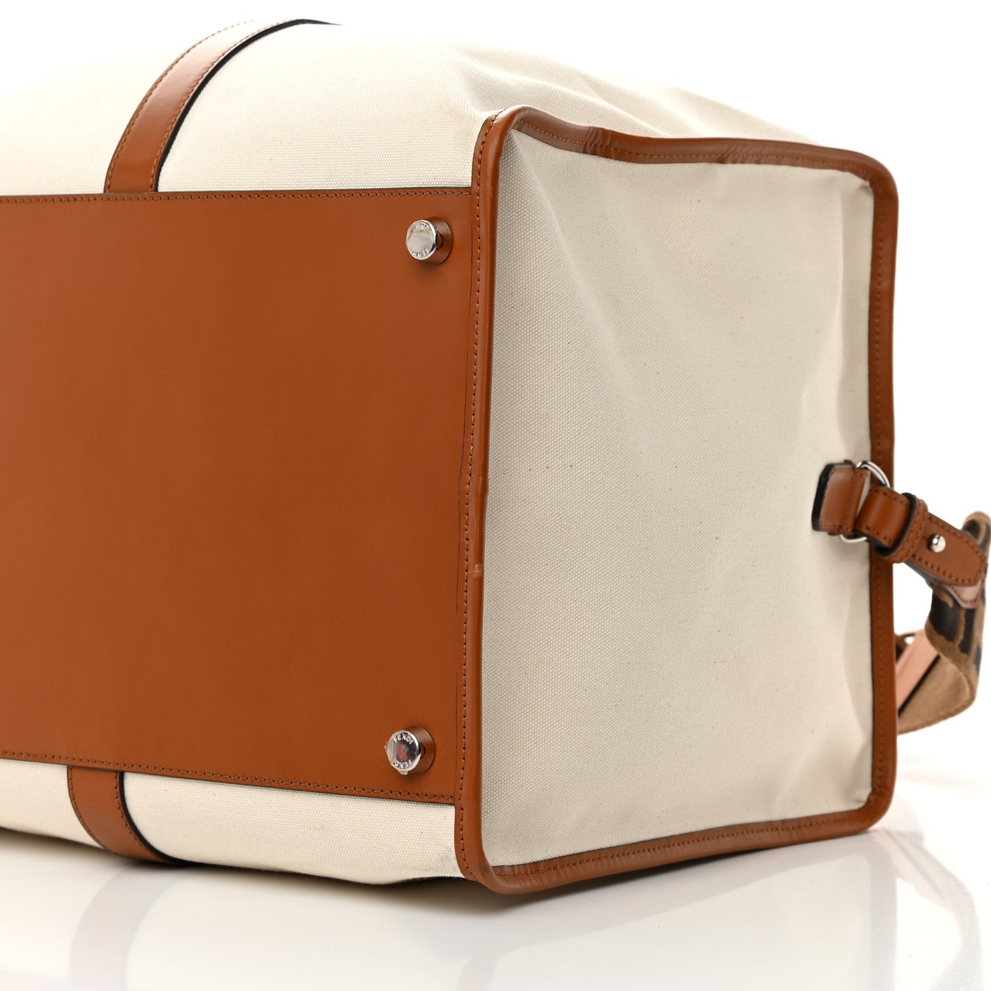 Canvas Logo Embroidered Duffle Bag Grezzo Cuoio