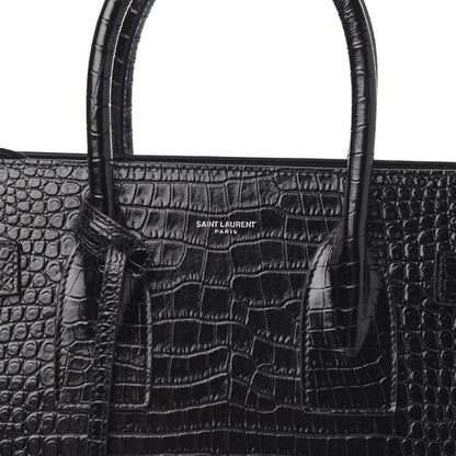 Saint Laurent Calfskin Crocodile Embossed Small Sac de Jour Black 8 of 8