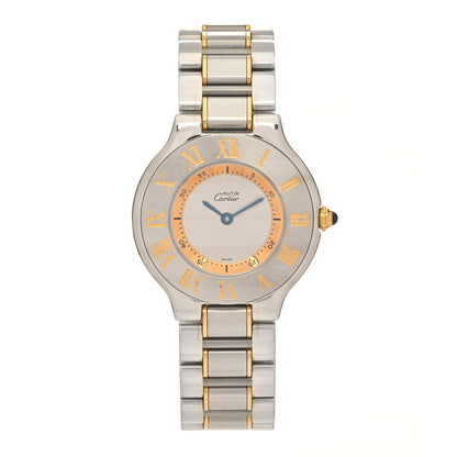 Cartier Stainless Steel 18K Yellow Gold 31mm Must De 21 Quartz Watch 1 of 4
