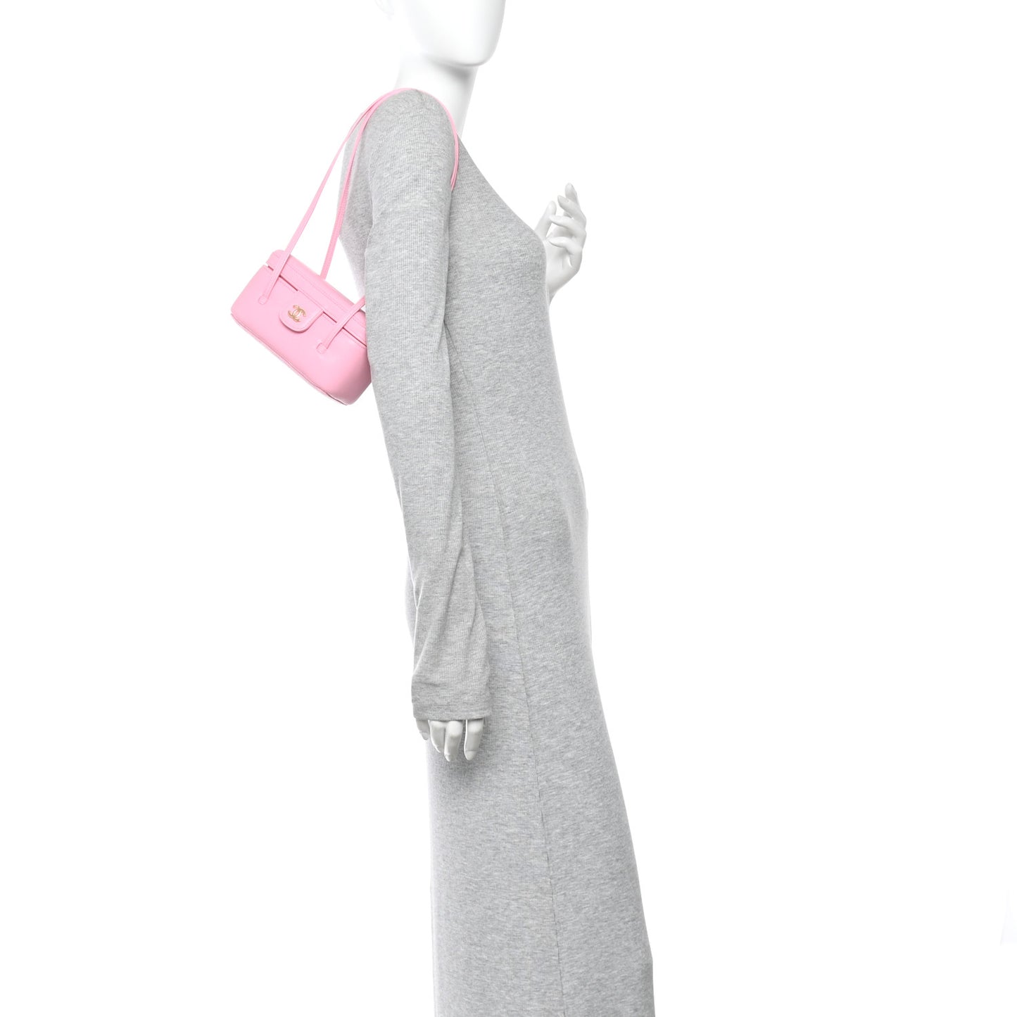 Shiny Caviar Preppy Coco Long Vanity With Strap Rose