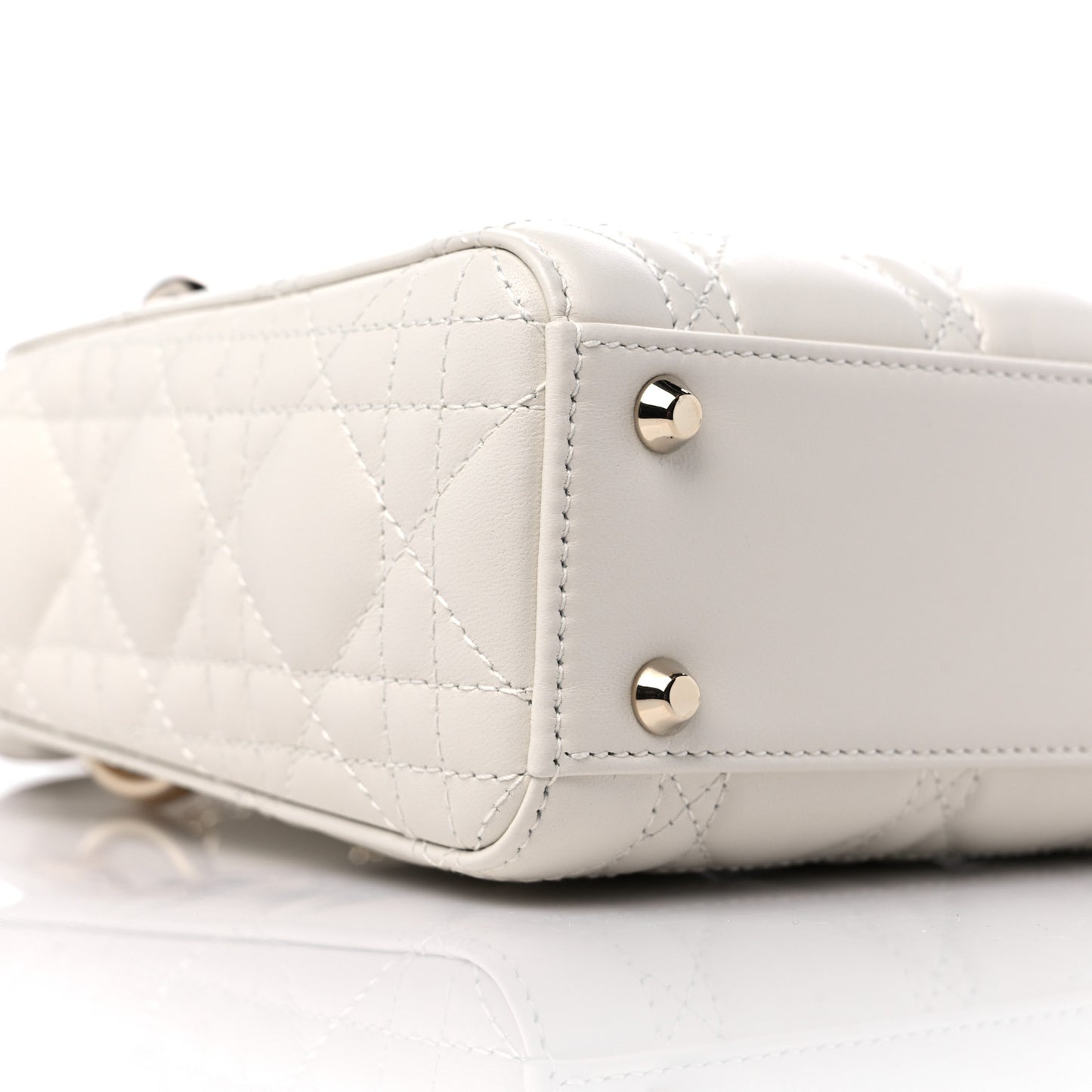 Lambskin Cannage Mini Lady Dior Off White