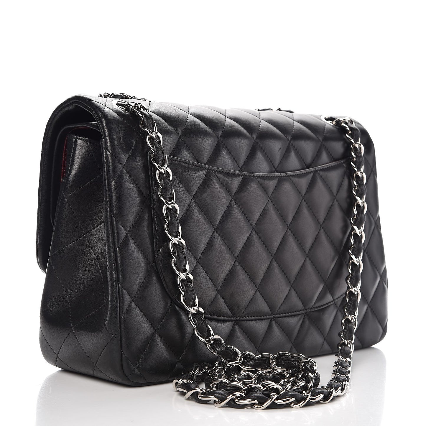 Lambskin Quilted Jumbo Double Flap Black