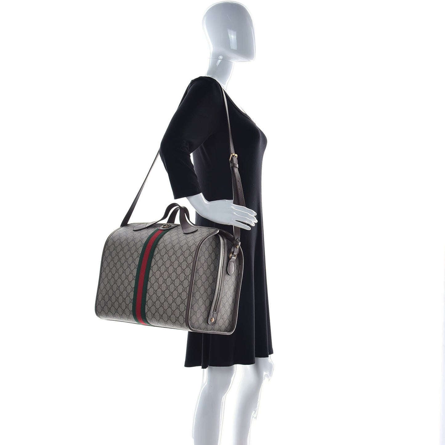GG Supreme Monogram Web Ophidia Duffle Bag Beige New Acero