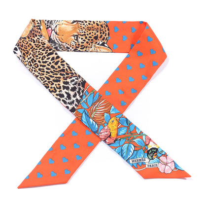 Hermes Silk Jungle Love Love Twilly Orange Bleu Brun 1 of 3