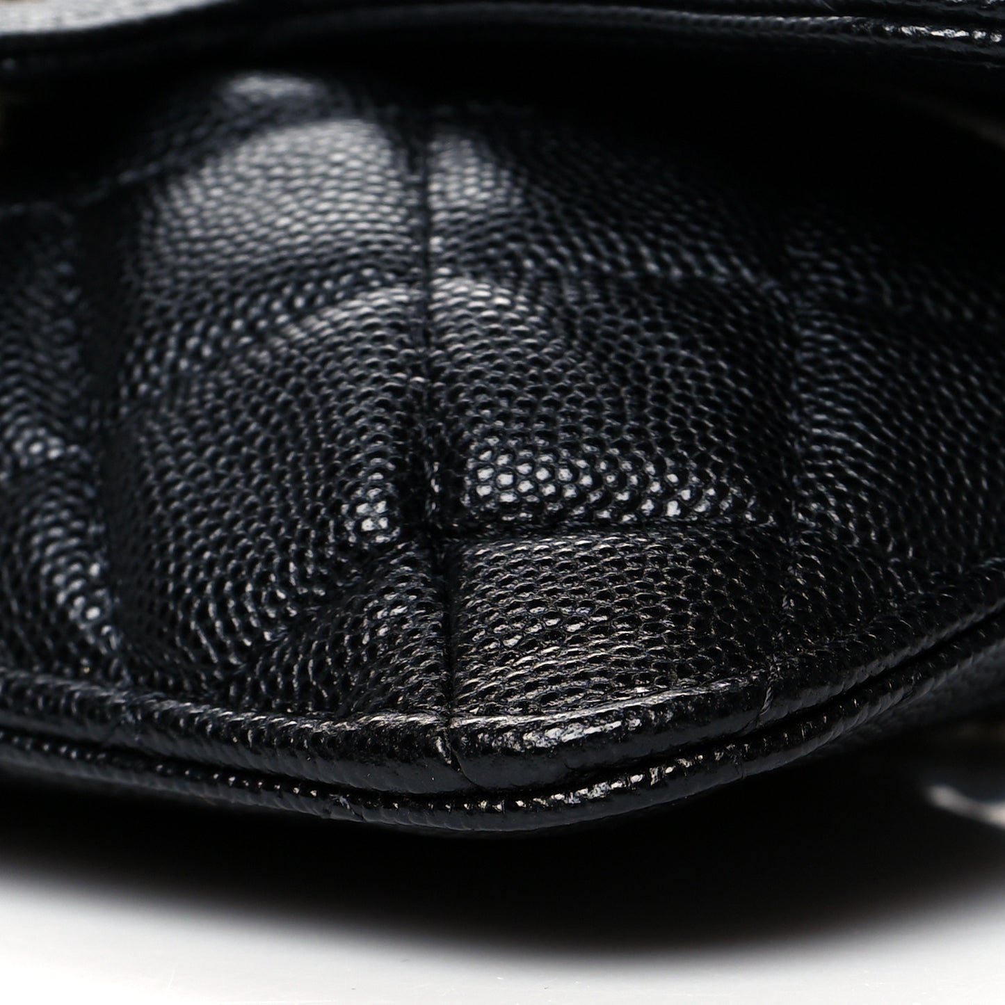 Caviar Fabric Quilted Foldable Tote With Chain Black Multicolor