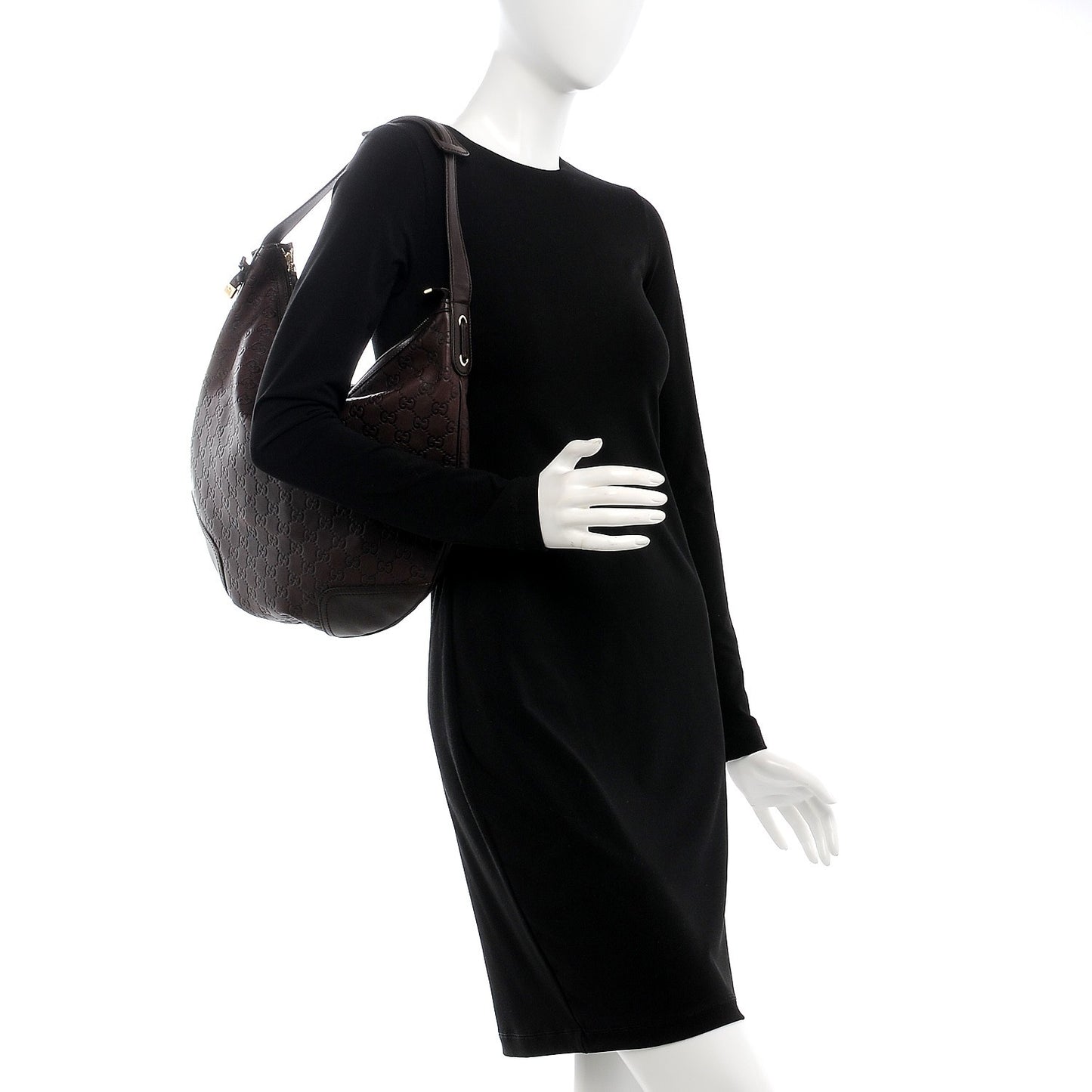Guccissima Large Princy Hobo Dark Brown