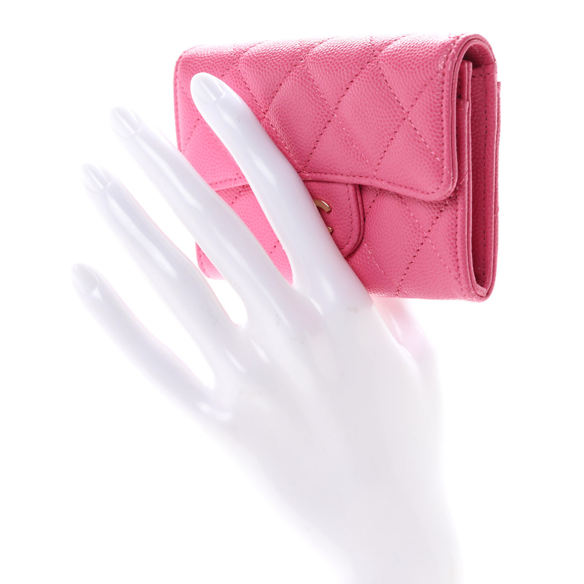 Chanel Caviar Quilted Flap Card Holder Wallet Pink 2 of 8