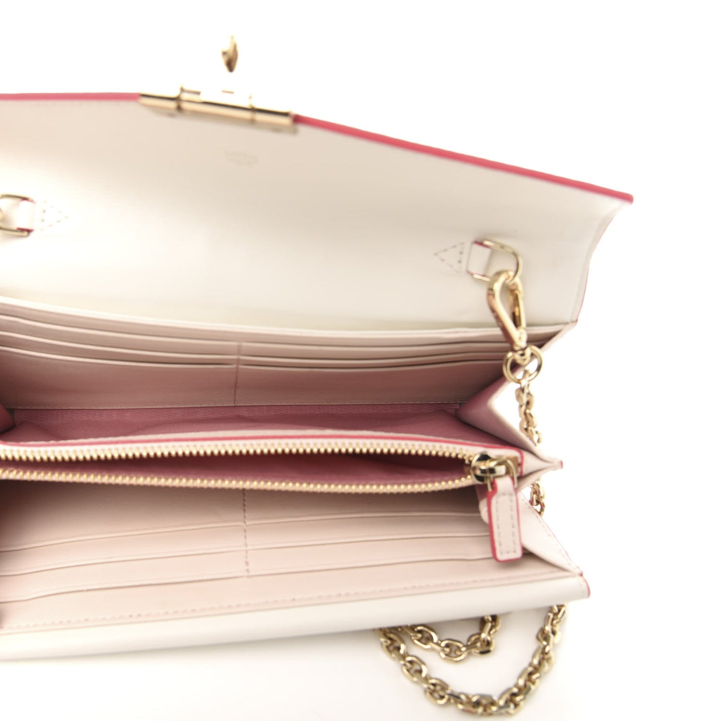Calfskin Visetos Monogram Patricia Color Block Wallet On Chain Pink Tint