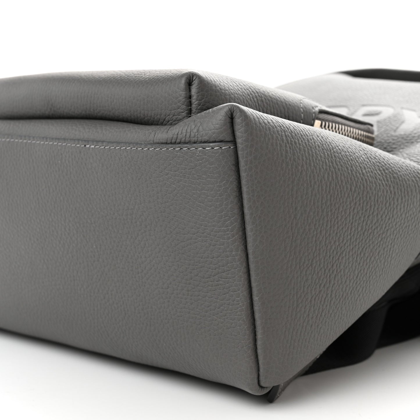 Calfskin Logo Embossed Backpack Charcoal Grey