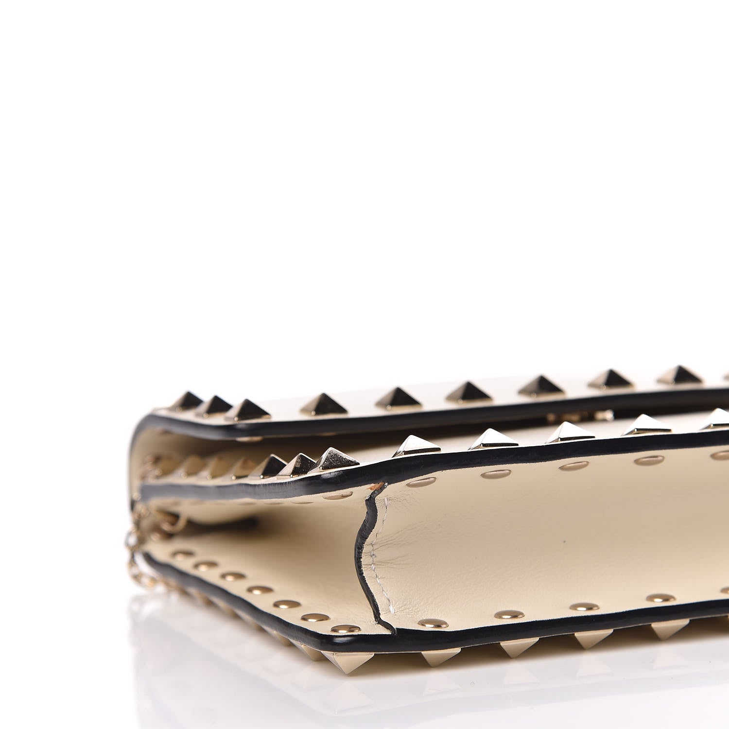 Valentino Garavani Vitello Mini Rockstud Flap Wallet on Chain Ivory 8 of 11