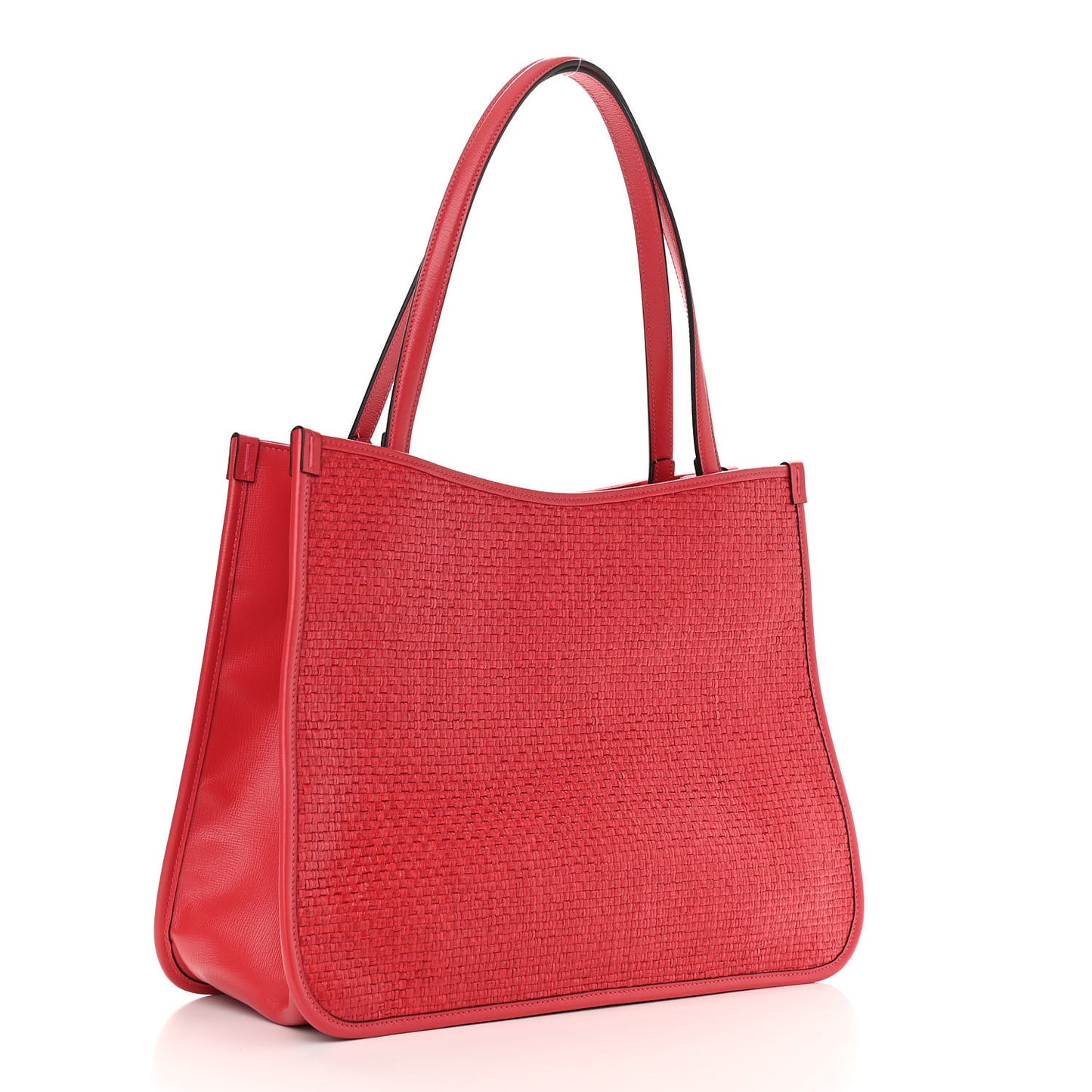 Straw Azalea Calfskin Horsebit 1955 Tote Bag Coral Wave Black