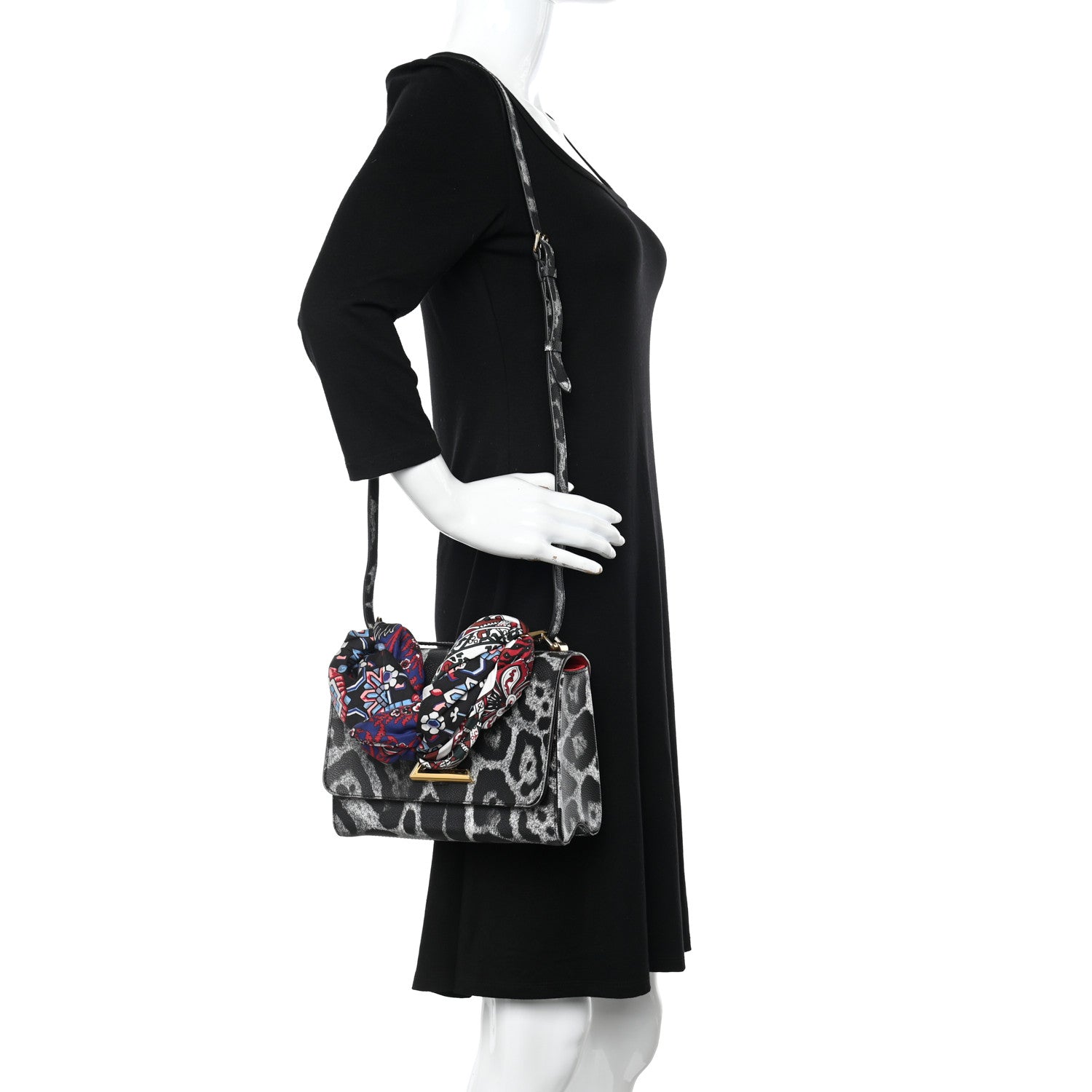 Louis Vuitton Calfskin Wild Animal Print Scarf Handle Twist Shoulder Bag MM 2 of 10
