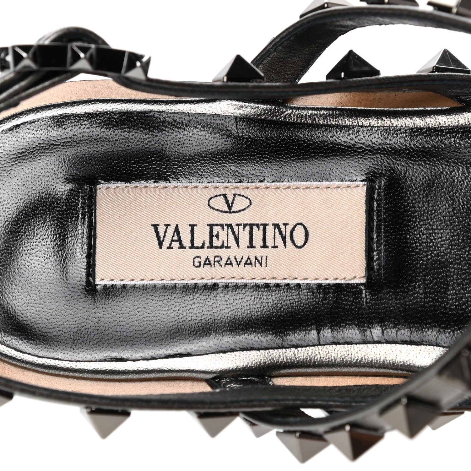 Valentino Garavani Metallic Nappa Rockstud T-Strap Slingback Flat Sandals 36.5 Rutenio 7 of 8
