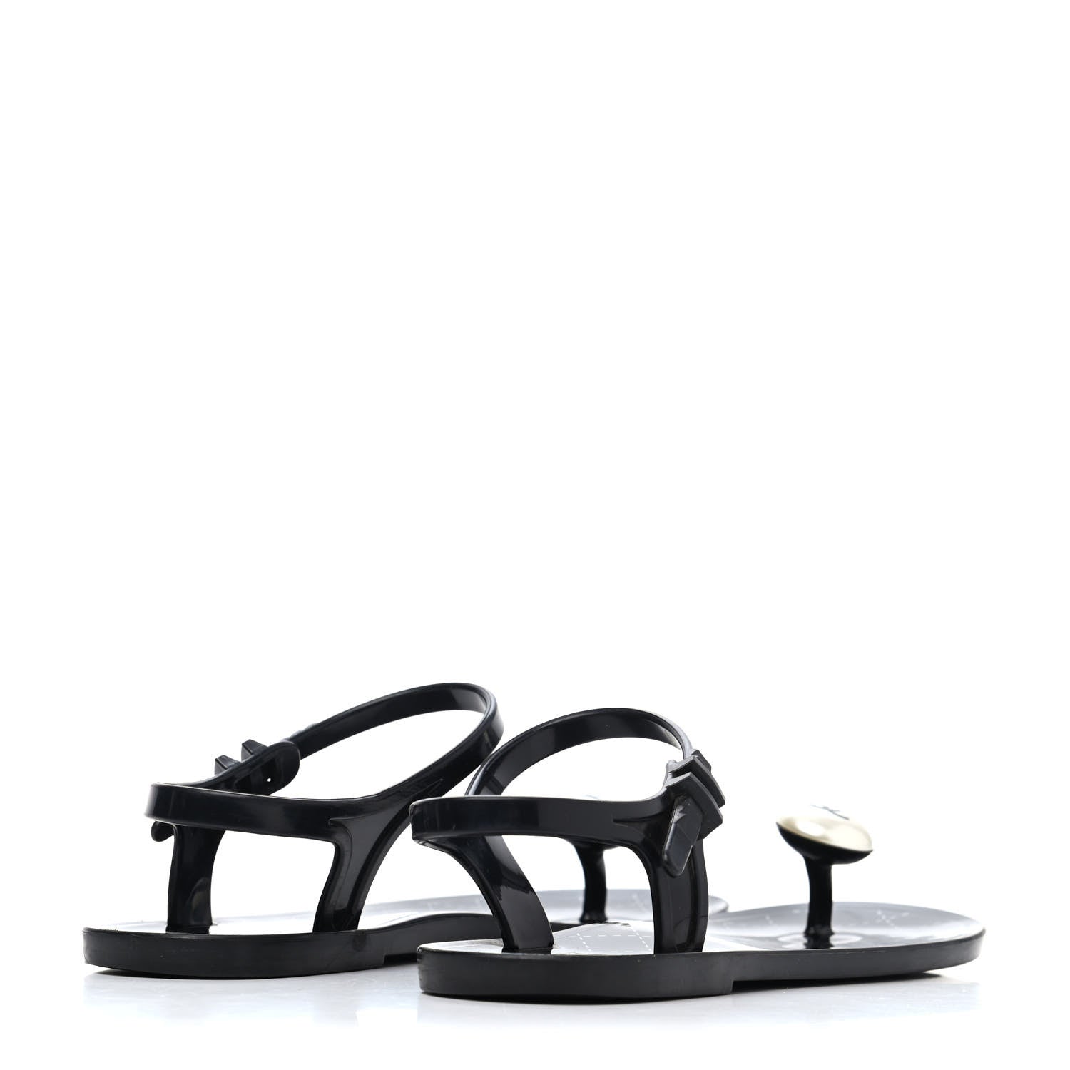 Chanel Jelly Pearl CC Thong Sandals 35 Black 3 of 4
