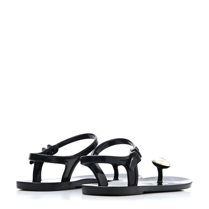 Chanel Jelly Pearl CC Thong Sandals 35 Black 3 of 4