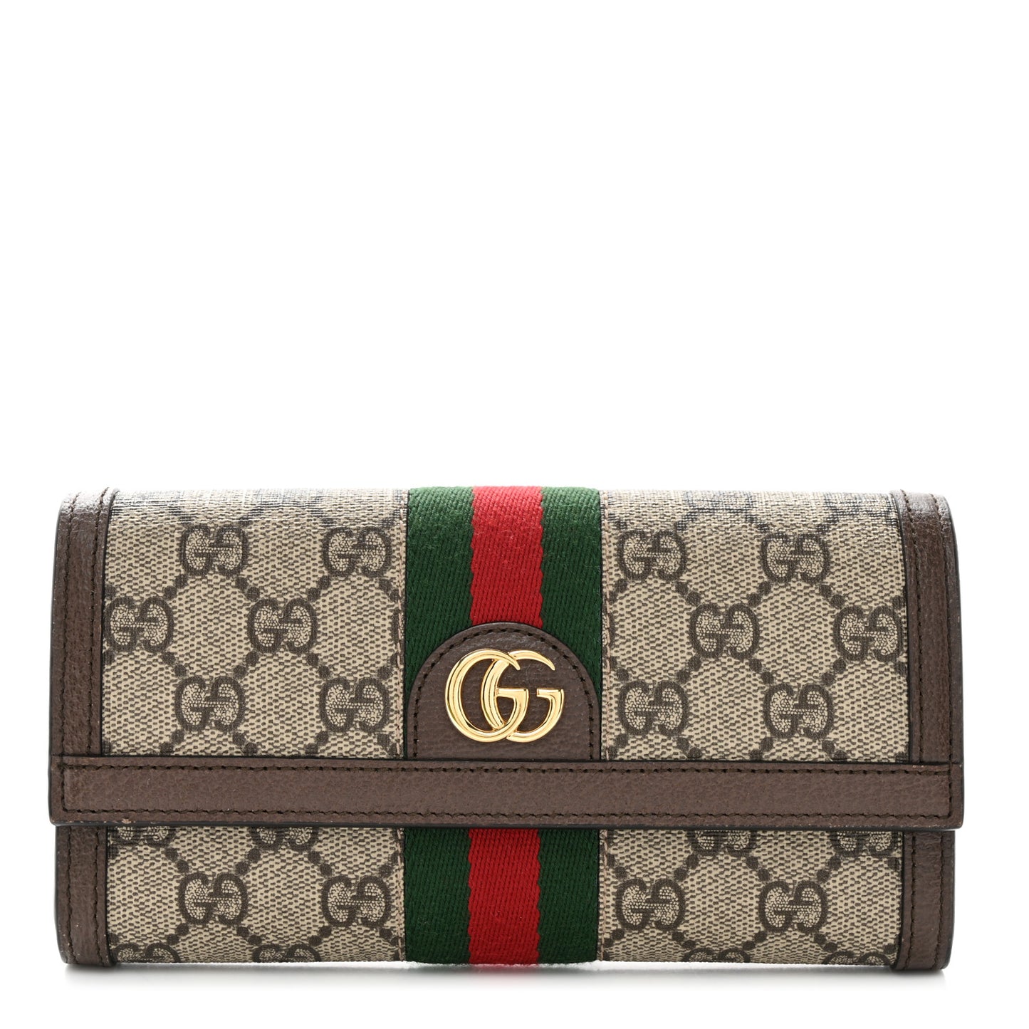 GG Supreme Monogram Web Ophidia Continental Wallet Brown